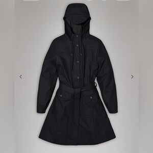 RAINS Women's Black Hooded Rain Jacket S